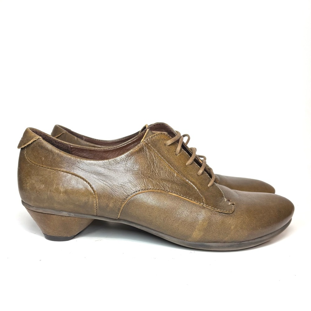 Chocolate Brown Leather Heeled Oxfords | 39 - Picture 3 of 8